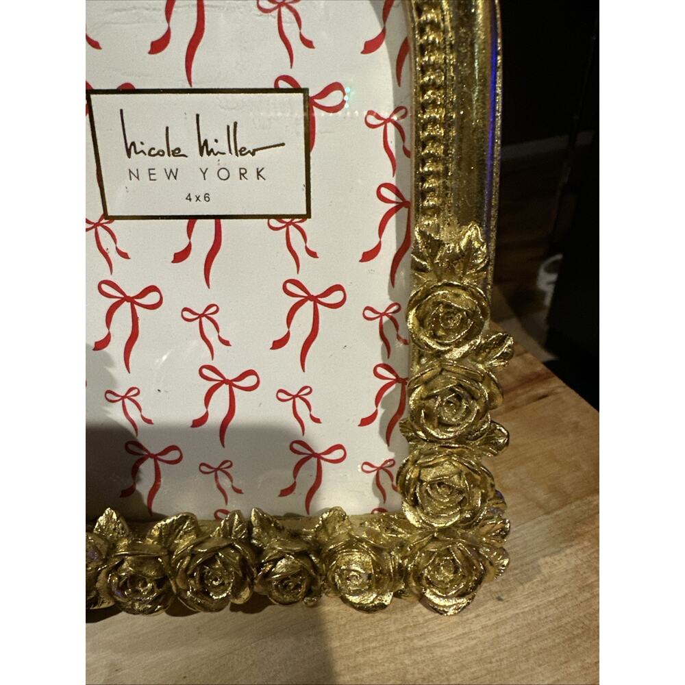 Nicole Miller Vintage Baroque Style Ornate Gold Arch Rose4x6 Picture Photo Frame - Picture 3 of 3